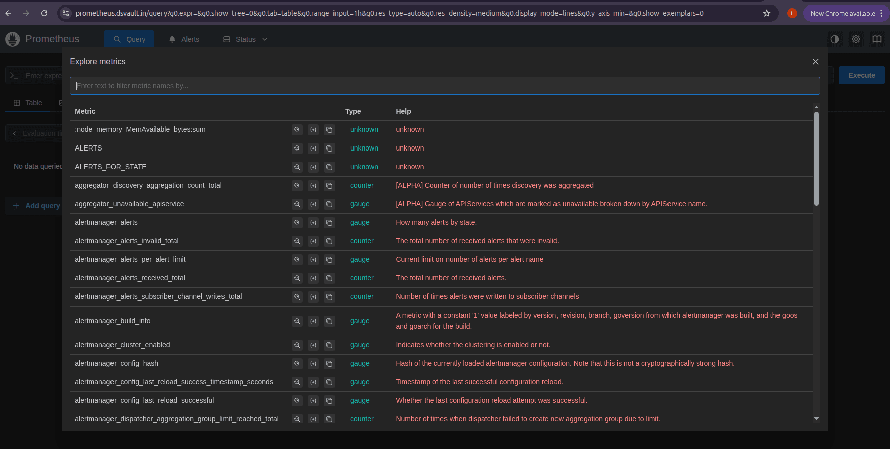 Prometheus UI querying cluster metrics