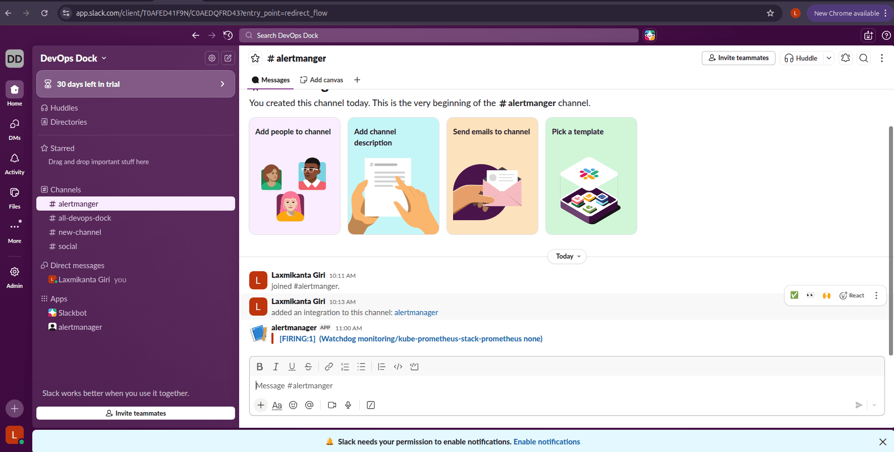 Alertmanager notifications in Slack