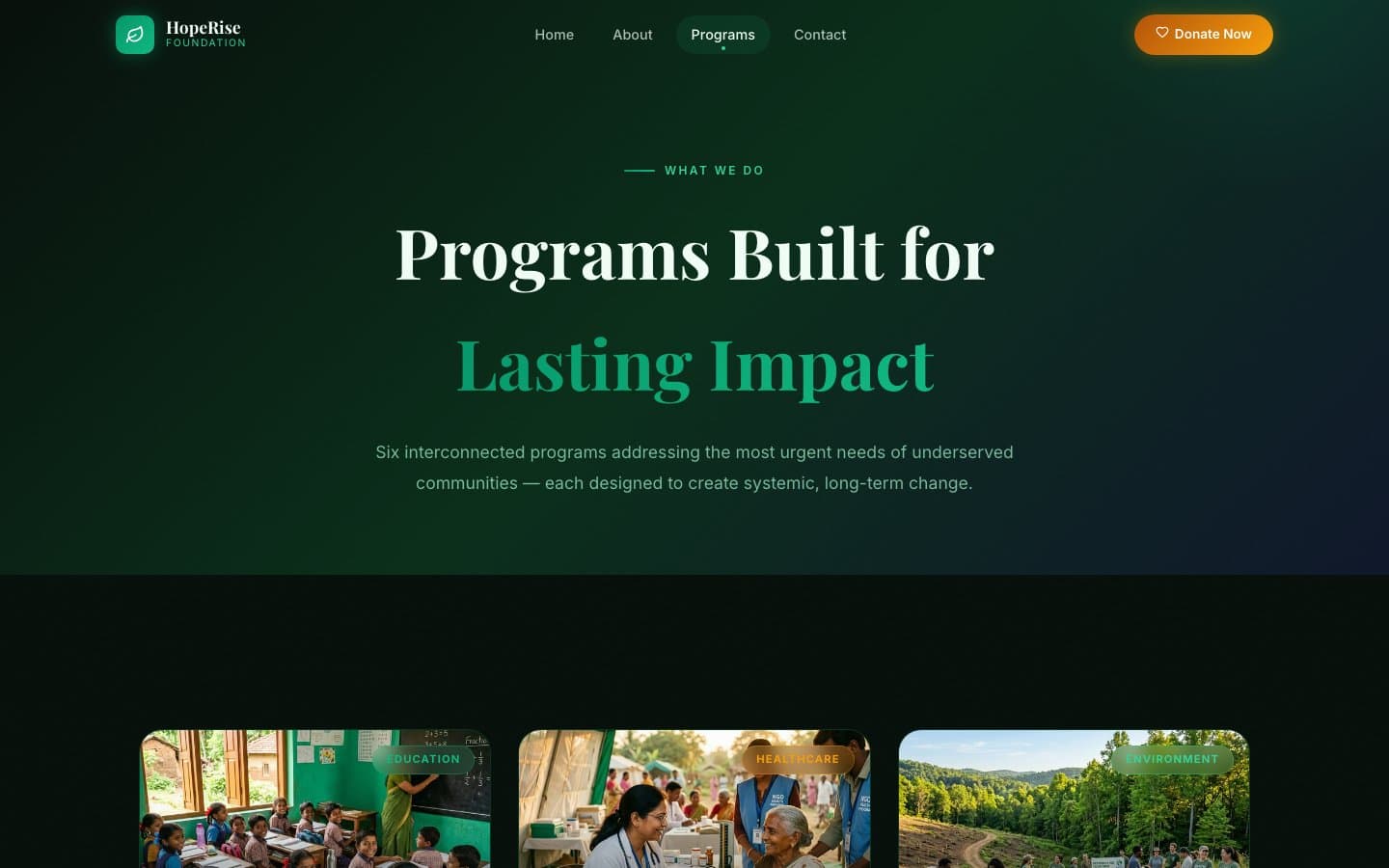 HopeRise programs page