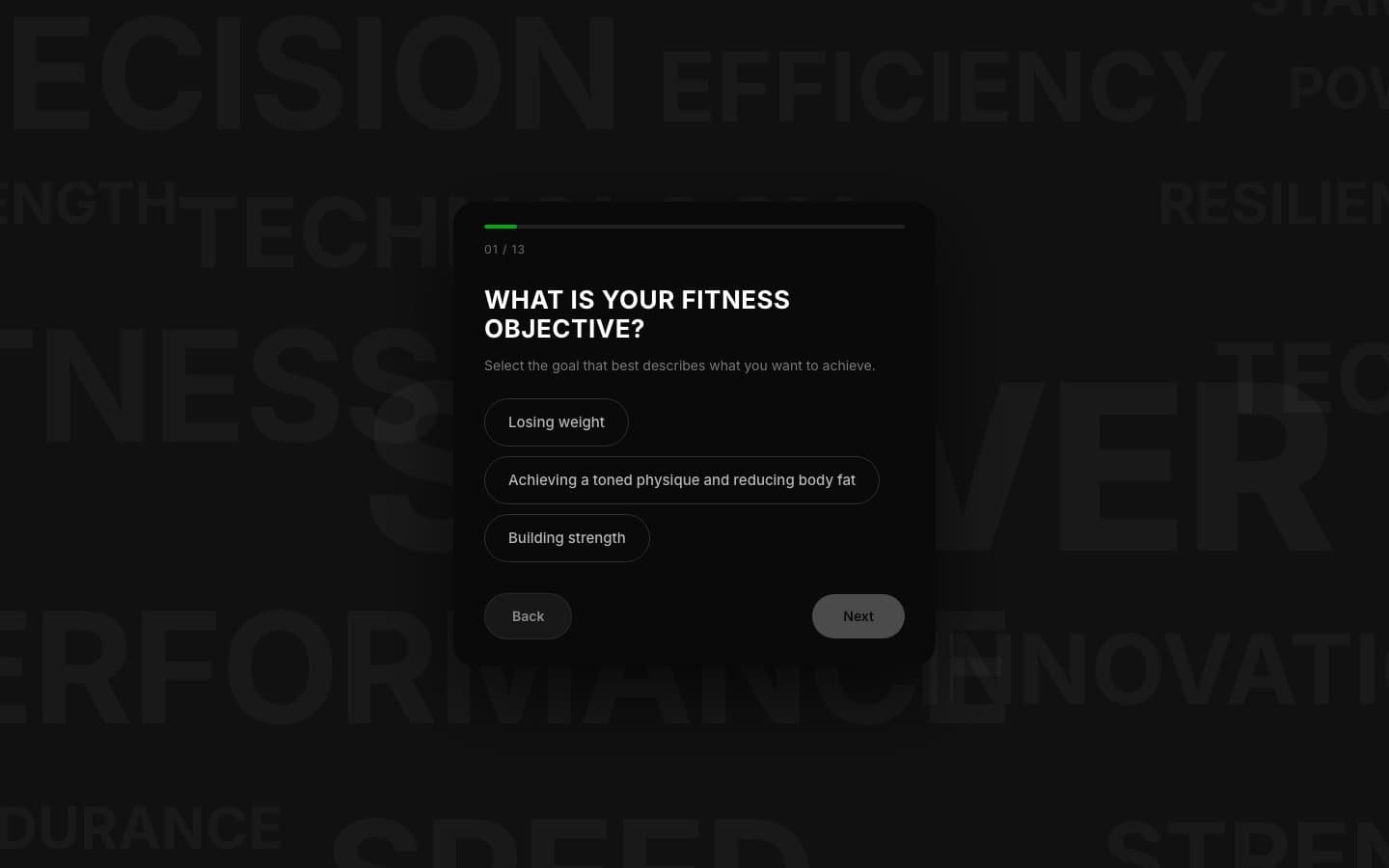 StriverFit 13-question fitness quiz