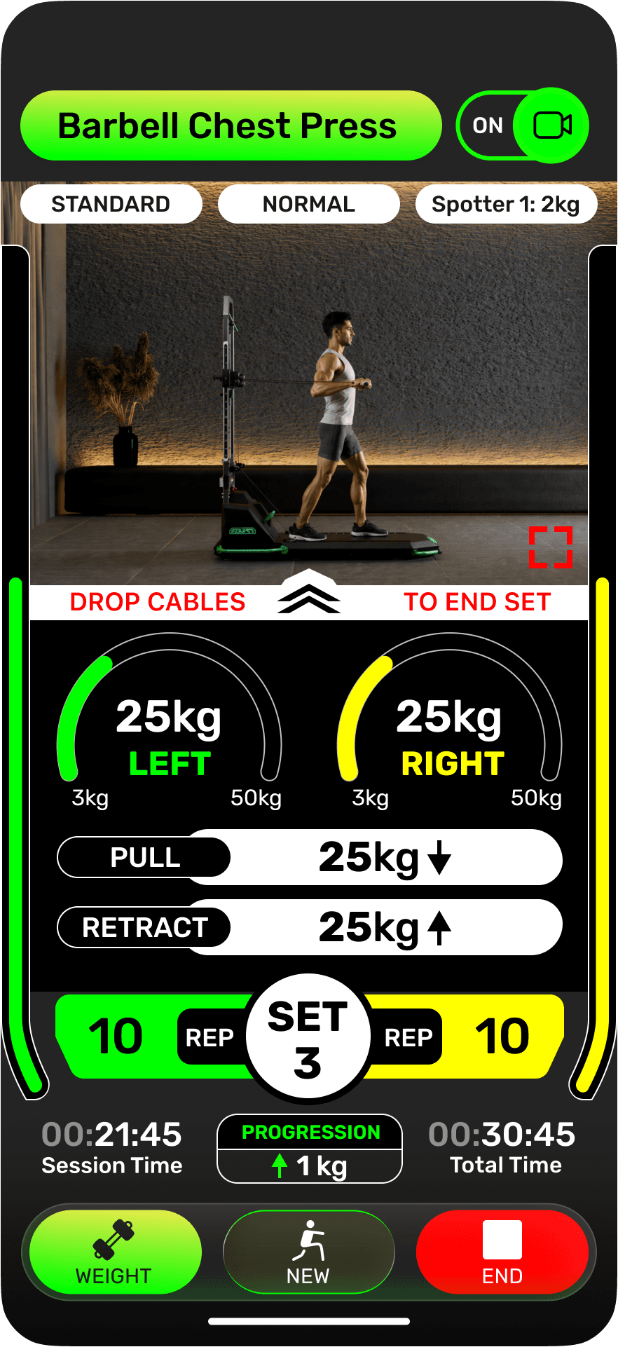 StriverFit live workout screen