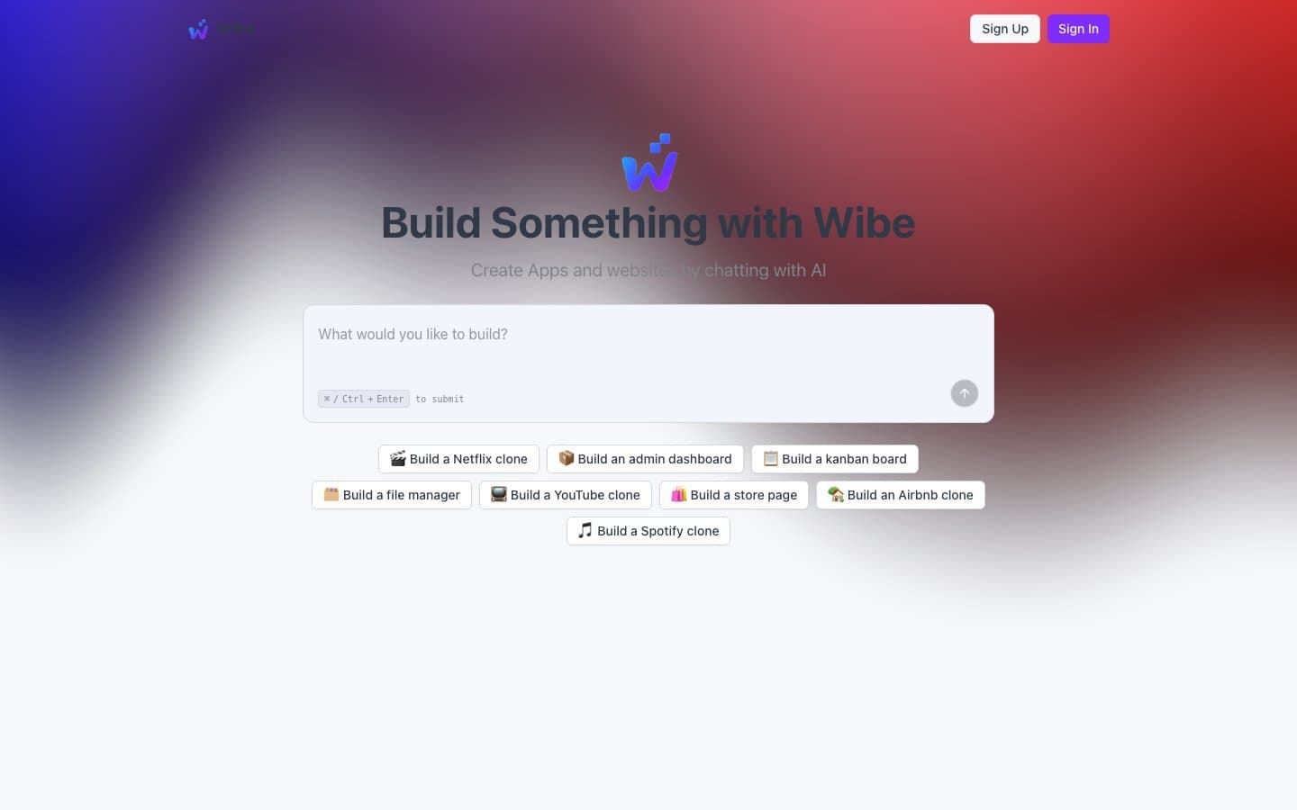 Wibe — AI Website Builder preview